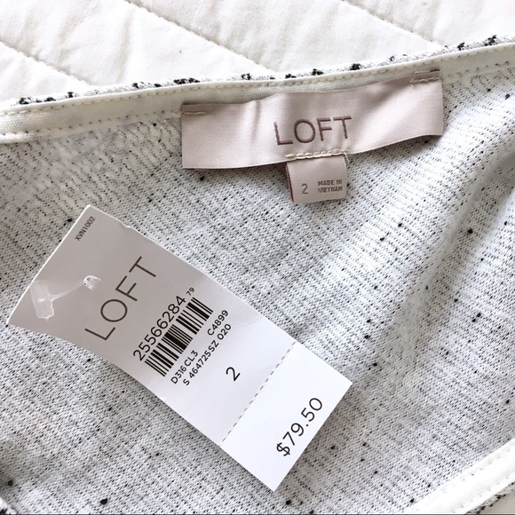 NEW Loft White and Black Print Skater Dress Sz 2 - Picture 7 of 8